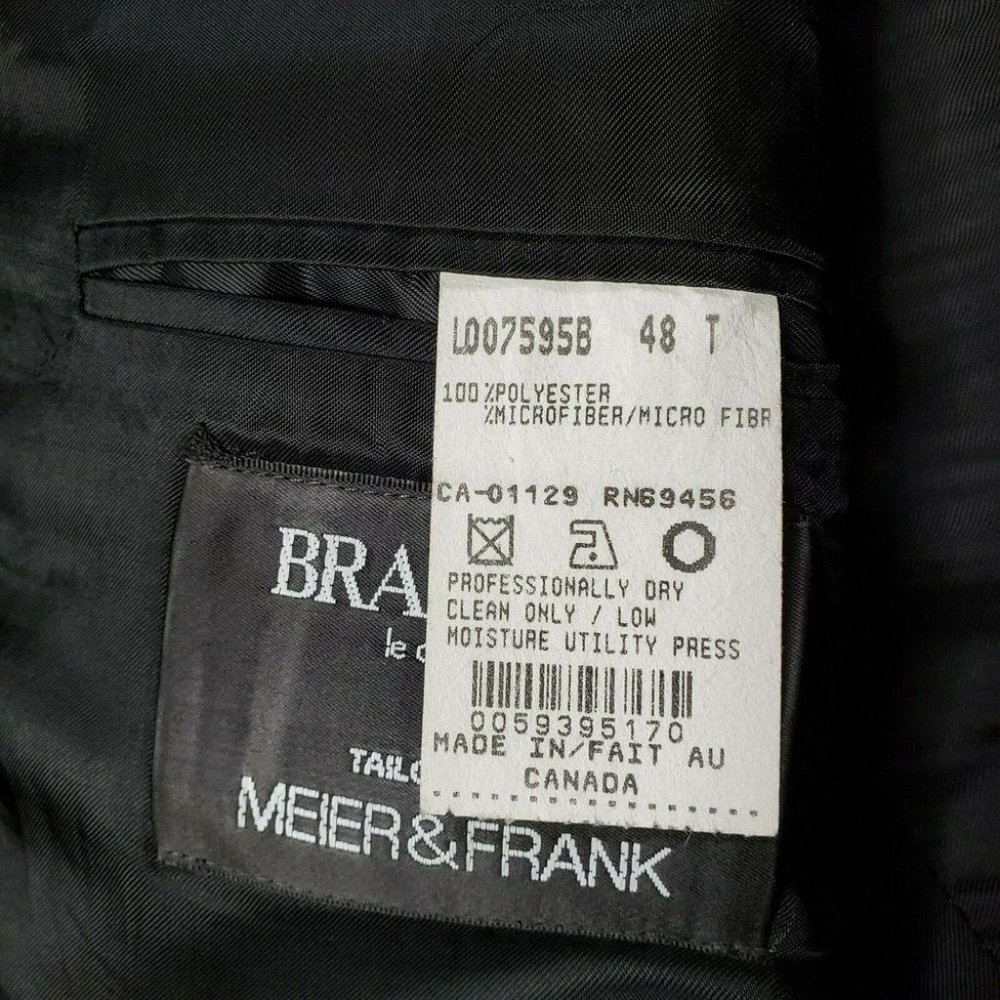 Brandini Peerless Microfiber Blazer Black Sz 48T - Picture 6 of 6
